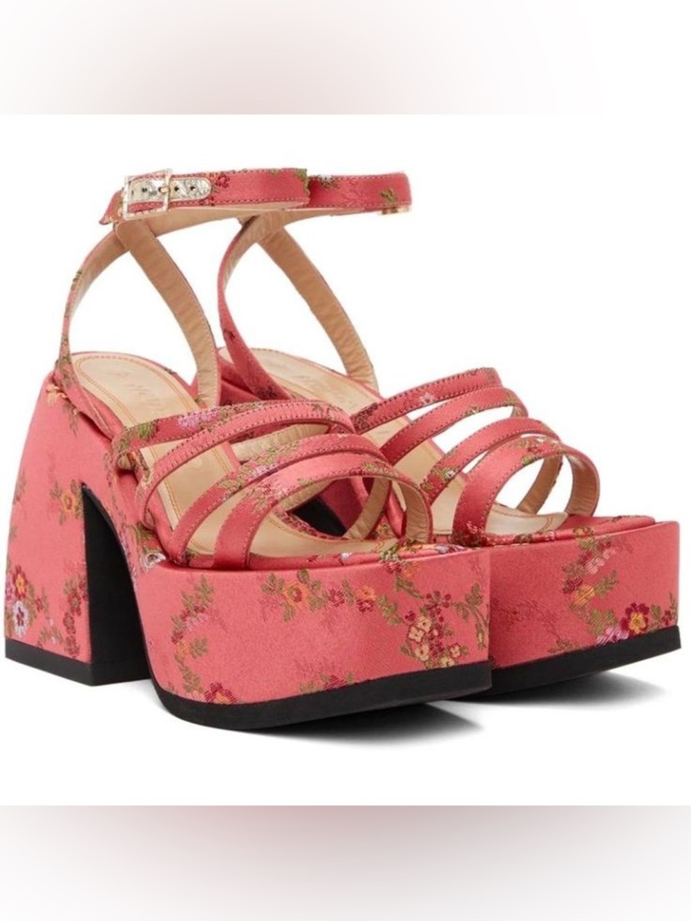 Nodaleto Bulla Chibi Pink Floral Satin Platform Heels EU 37